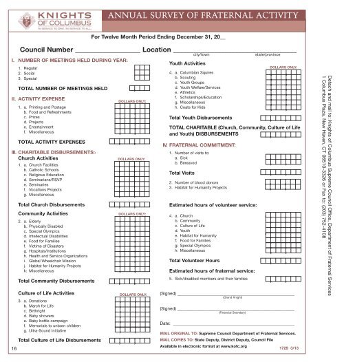 Council Report Forms Booklet - Knights of Columbus, Supreme ...