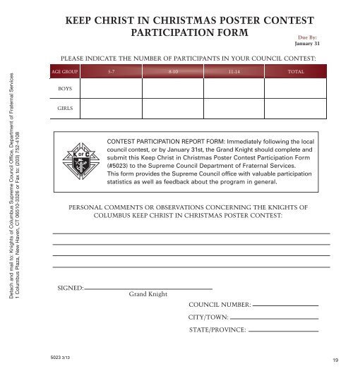 Council Report Forms Booklet - Knights of Columbus, Supreme ...