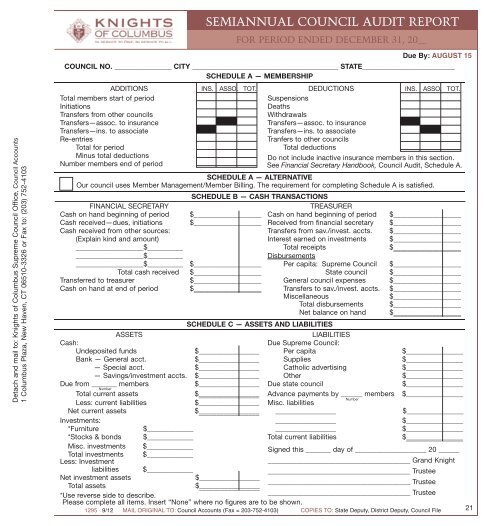 Council Report Forms Booklet - Knights of Columbus, Supreme ...