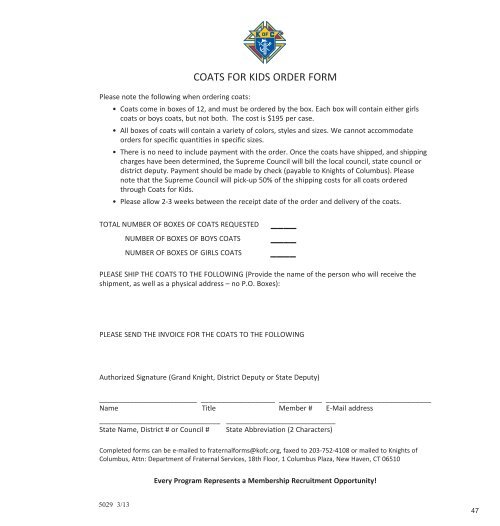 Council Report Forms Booklet - Knights of Columbus, Supreme ...