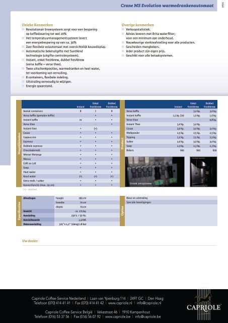Crane MS Evolution warme dranken automaat - Koffieautomaat.nl