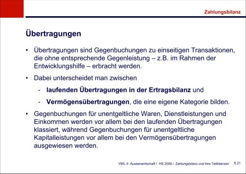 Zahlungsbilanz und ihre Teilbilanzen - KOFL