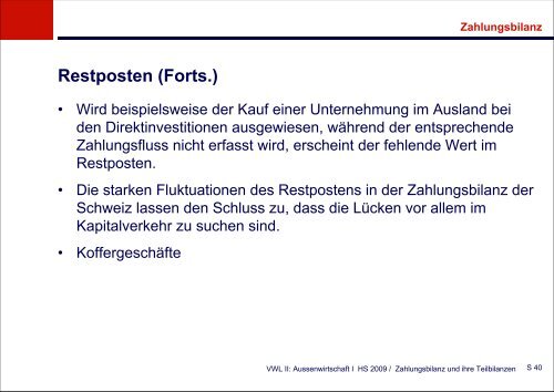 Zahlungsbilanz und ihre Teilbilanzen - KOFL