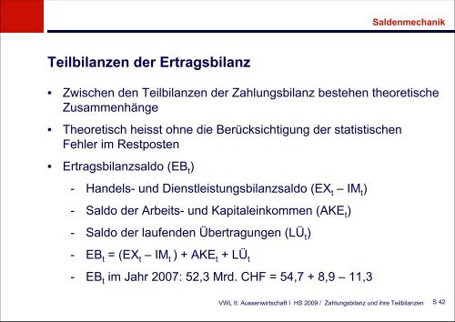 Zahlungsbilanz und ihre Teilbilanzen - KOFL