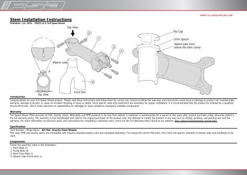 Stem Installation Instructions - Koga Signature