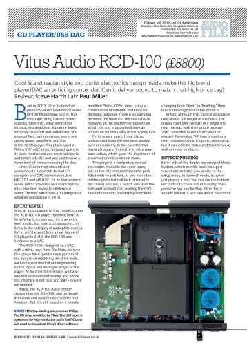 Vitus Audio RCD-100 (Â£8800) - kog audio