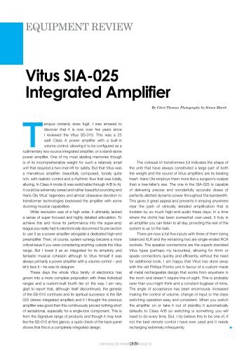 Vitus SIA-025 Integrated Amplifier - kog audio