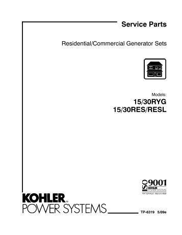 15/30RYG 15/30RES/RESL Service Parts - Kohler Power