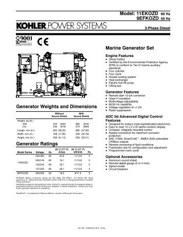 Model: 11EKOZD 60 Hz 9EFKOZD 50 Hz Marine Generator Set ...