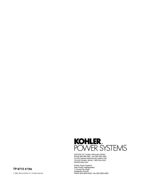 25--150REZG Wiring Diagrams - Kohler Power