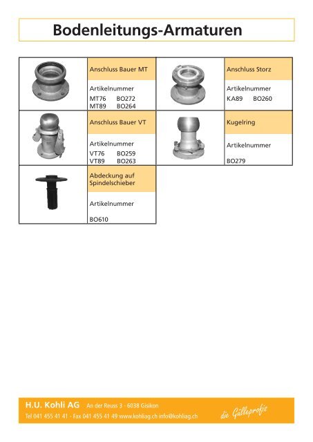 Bodenleitungsarmaturen 2011 - Kohli AG