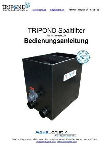 Gebrauchsanleitung Tripond Spaltfilter - Koi