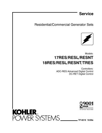 17RES/RESL/RESNT 18RES/RESL/RESNT/TRES ... - Kohler Power