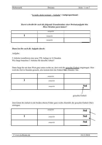 Dreisatz antiproportional