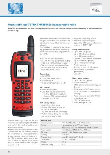 Intrinsically safe TETRA THR880i Ex handportable radio