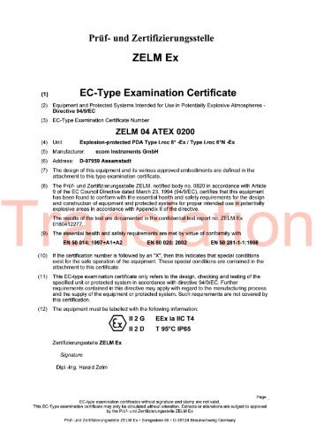 ZELM 04 ATEX 0200