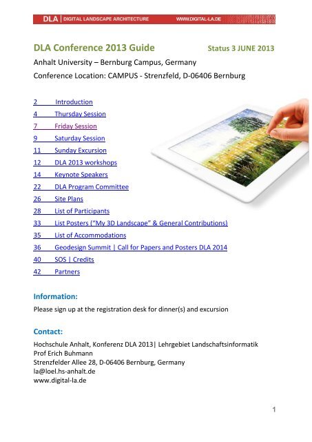 DLA Conference 2013 Guide - Hochschule Anhalt