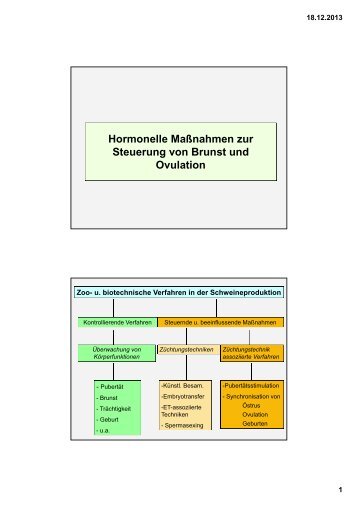 Hormonelle MaÃnahmen zur Steuerung von Brunst und Ovulation