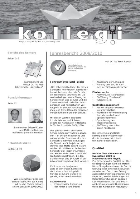 Jahresbericht 2009/10 - Kantonale Mittelschule Uri