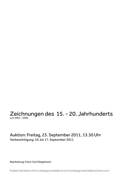 Zeichnungen des 15. - 20. Jahrhunderts - Koller Auktionen