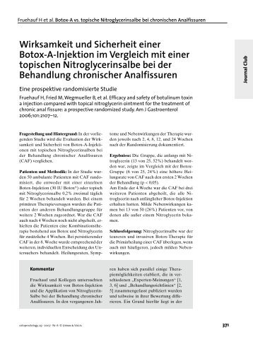 Wirksamkeit und Sicherheit einer Botox-A-Injektion im Vergleich mit ...