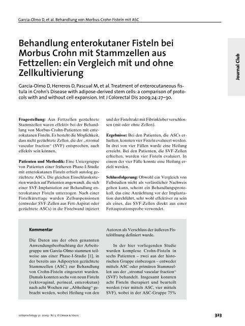 Behandlung enterokutaner Fisteln bei Morbus Crohn mit ...