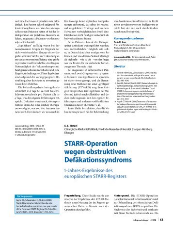 STARR-Operation wegen obstruktiven Defäkationssyndroms