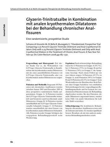 Glyzerin-Trinitratsalbe in Kombination mit analen kryothermalen ...