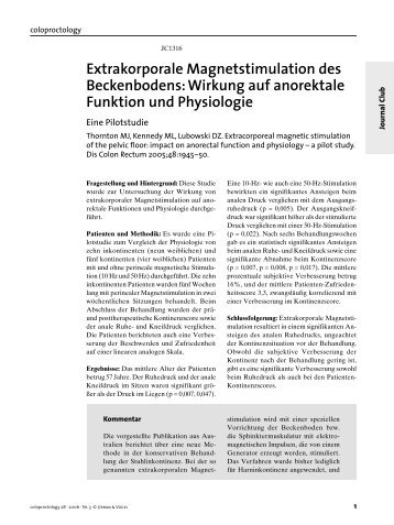 Extrakorporale Magnetstimulation des Beckenbodens: Wirkung auf ...