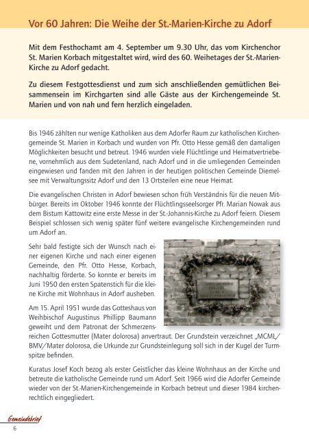 Gemeindebrief Nr. 51 - der Kolpingsfamilie Korbach