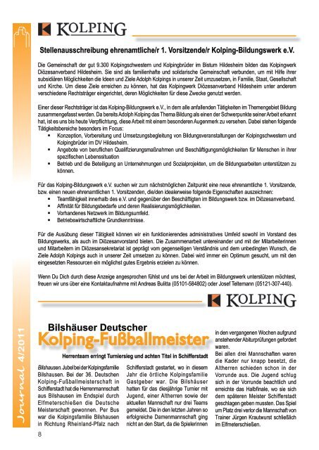 Journal 04-2011 - Kolping DiÃ¶zesanverband Hildesheim