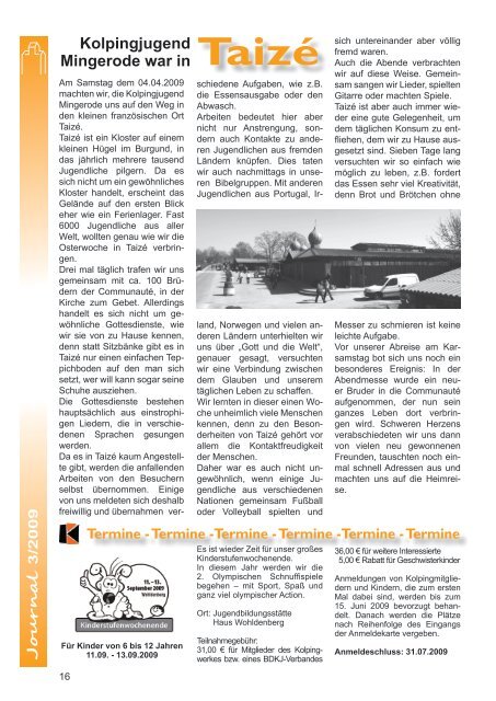 Journal 03-2009 - Kolping DiÃ¶zesanverband Hildesheim