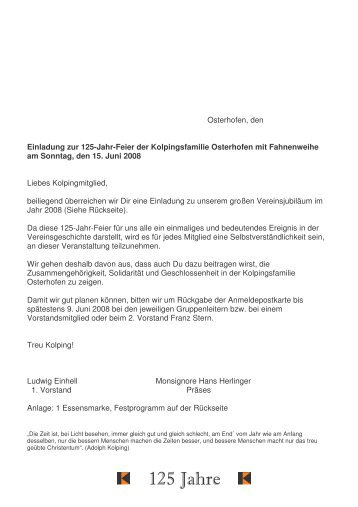 Einladung und Festprogramm - der Kolpingsfamilie Osterhofen