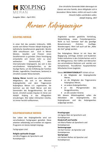 Meraner Kolpinganzeiger - Kolpingwerk SÃ¼dtirol