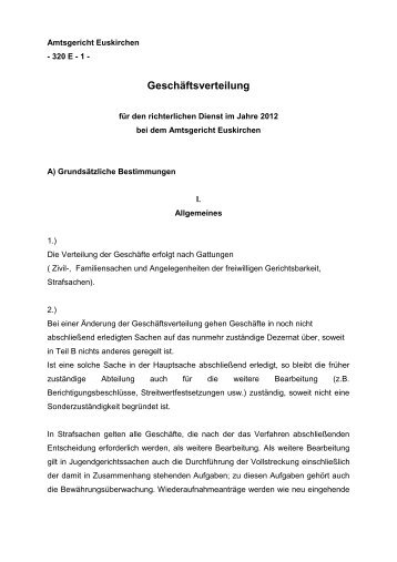 Geschäftsverteilung - Amtsgericht Euskirchen