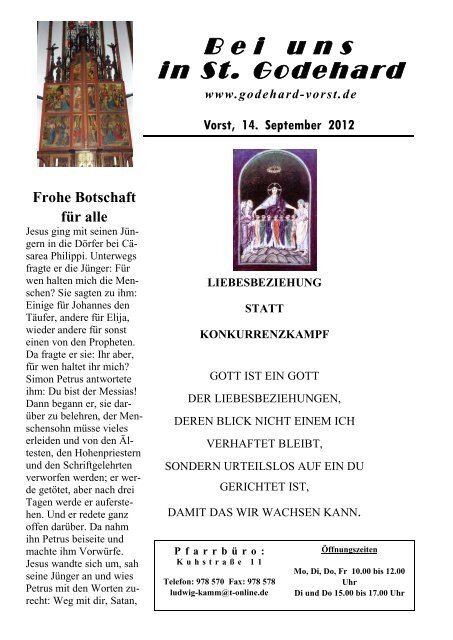 Pfarrbrief - 14. September 2012 - Kolpingsfamilie-Vorst.de
