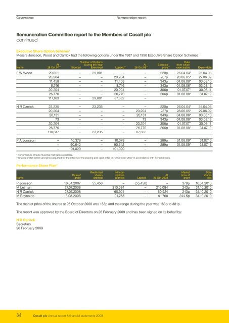 Cosalt plc Annual report & financial statements 2008