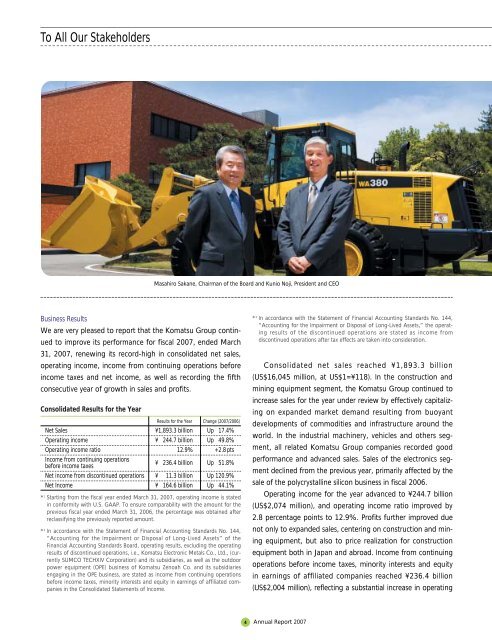 Annual Report 2007 - Komatsu