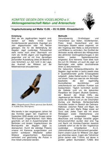 Malta: Bericht vom Vogelschutzcamp 2008.pdf - Komitee gegen den ...