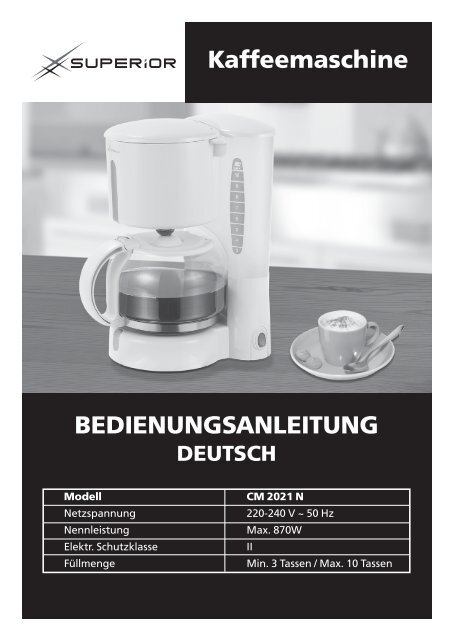 Kaffeemaschine BEDIENUNGSANLEITUNG - Superior
