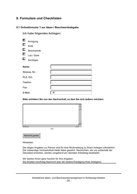 Ideen- und Beschwerdemanagement - Dokumentation der ...