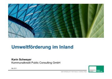 Karin Schweyer, Kommunalkredit / UmweltfÃ¶rderung im Inland