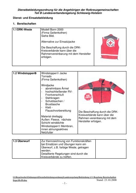 Dienstbekleidungsordnung Anhang für ... - Deutsches Rotes Kreuz