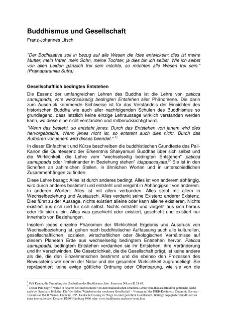 Buddhismus Und Gesellschaft Von F J Litsch Komm Und Sieh
