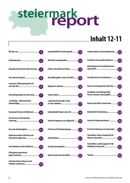 Steiermark Report Dezember 2011 - doppelseitige Ansicht