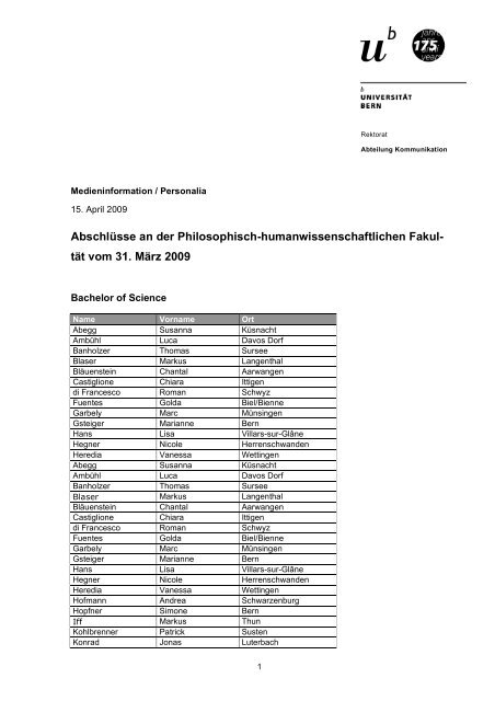 Liste der AbschlÃ¼sse (pdf, 109KB) - Abteilung Kommunikation