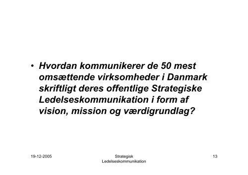 Strategisk Ledelseskommunikation - Dansk Kommunikationsforening