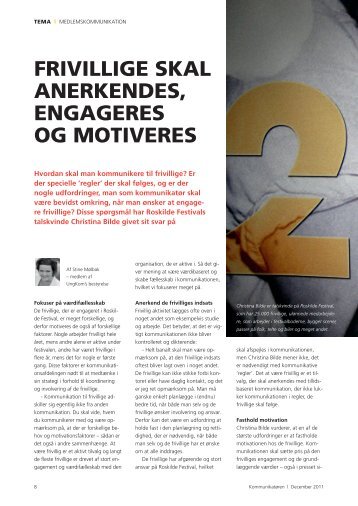 FRIVILLIGE SKAL ANERKENDES, ENGAGERES OG MOTIVERES