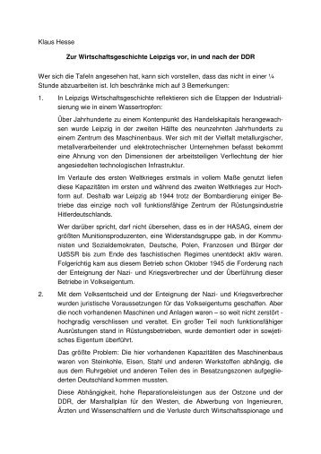 Klaus Hesse Zur Wirtschaftsgeschichte Leipzigs vor ... - DKP Leipzig