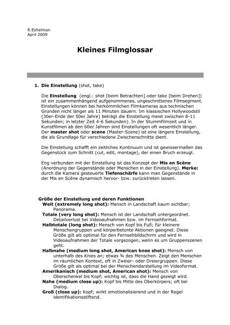 Kleines Filmglossar